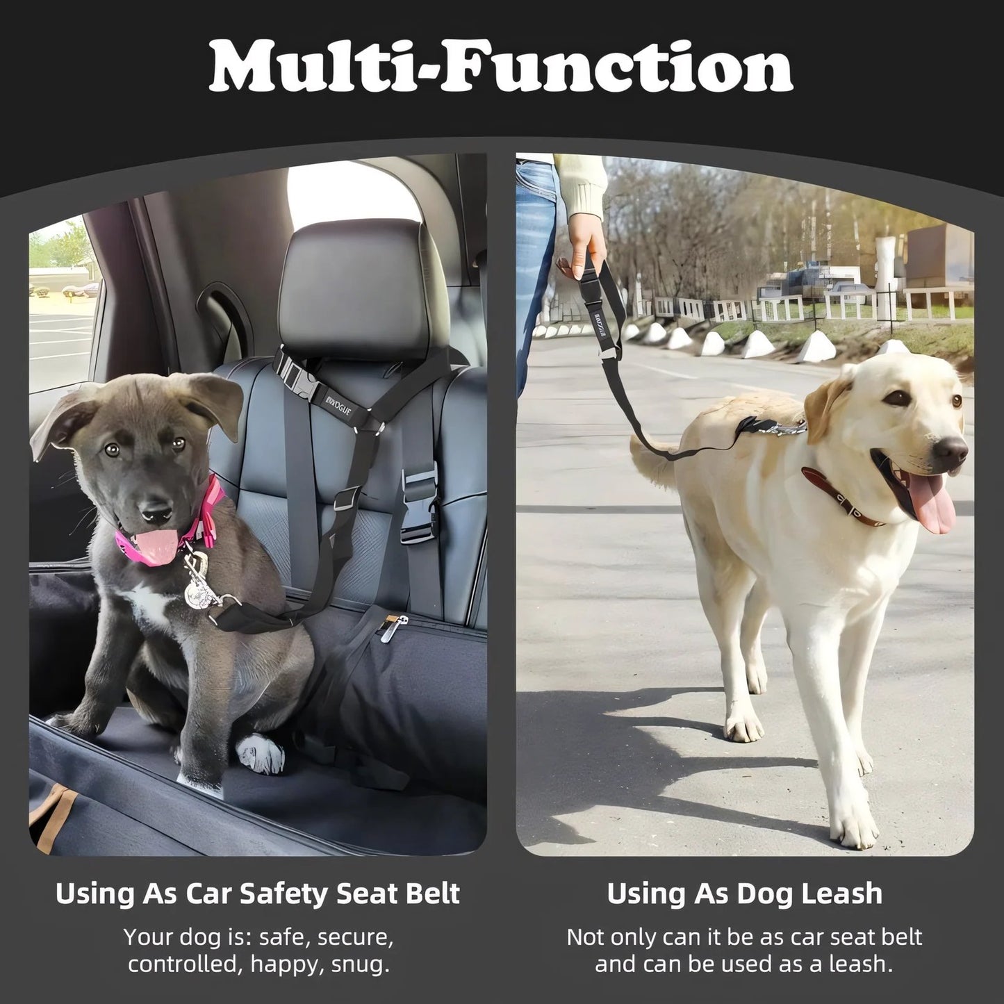 🔥BUY 1 GET 1 FREE 🔥Enjoy Stress-Free Drives with Your Pup: 2-Pack Dog Travel Safety Belts 🐶🚗