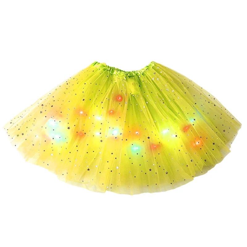 🏆 Last Day 50%OFF!🎁LED Light Up Sequin Tutu Skirt Star Mesh Princess Skirt for Girls and Adults