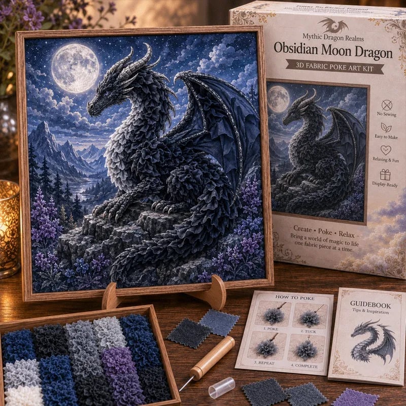 🎁Last Day 50% OFF - 🐉 Mythic Dragon Realms 3D Fabric Poke Art Kit