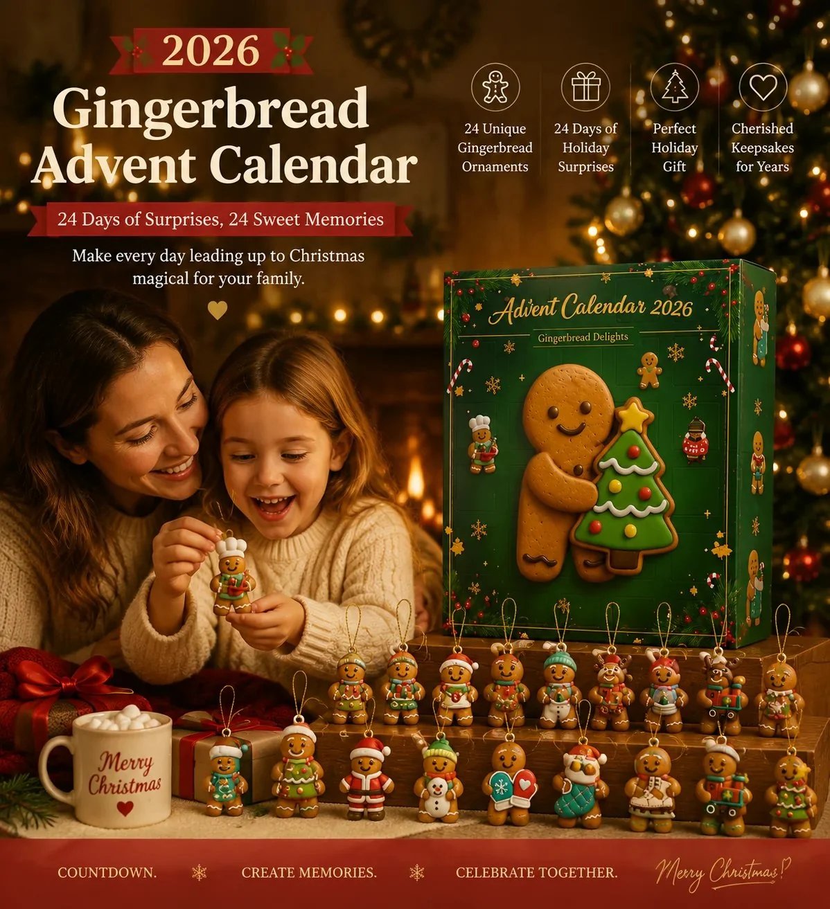 🔥LAST DAY 49% OFF - 🎄 2026 Gingerbread Advent Calendar