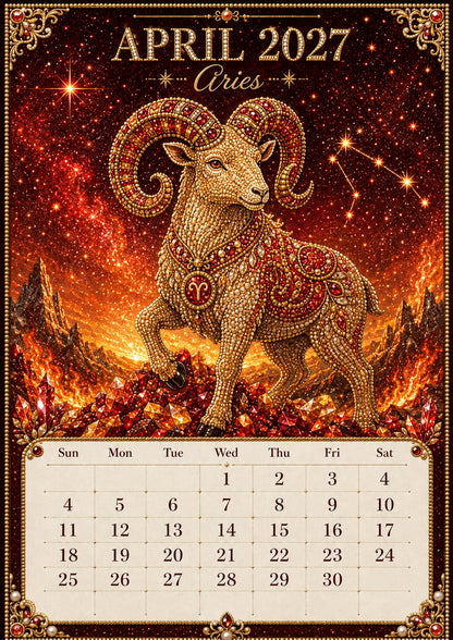 🌙 Beginner-Friendly 2027 Twelve Zodiac Bead Art Calendar Kit | Complete Kit with Zodiac Design Base, Decorative Beads & Step-by-Step Guide Included 💕