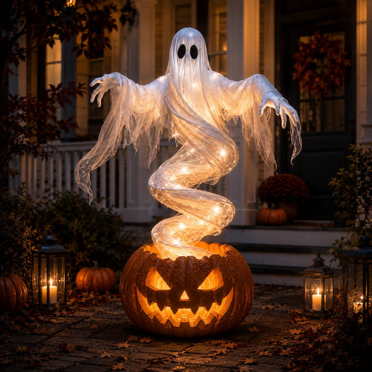 🔥HOT SALE🔥👻Swirling Ghost Pumpkin Yard Lamp🎃