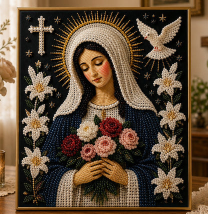 🙏New Arrivals 49% OFF-2026 Divine Pearl Bead Virgin Mary Icon – A Peaceful DIY Faith Art Gift ✨