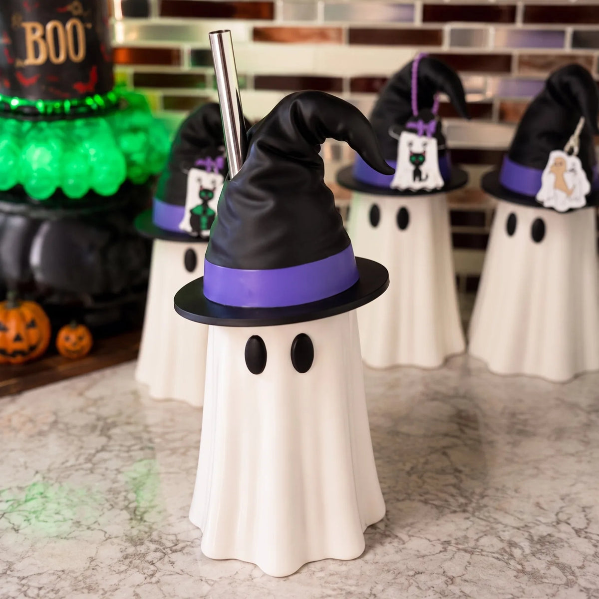 👻 Spooky Sips™ Ghost Tumbler – Halloween Witch Hat Cup
