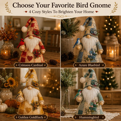 🔥 LAST DAY 49% OFF – 🐦Patchwork Bird Gnome Light Collection | Warm Glowing Tabletop Decor ✨