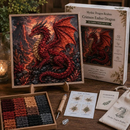 🎁Last Day 50% OFF - 🐉 Mythic Dragon Realms 3D Fabric Poke Art Kit