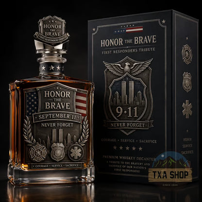 Honor the Brave Relief Decanter & Emblem – Hero Commemorative Ornament for Home Bar Display