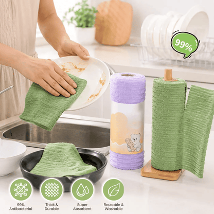 Tearable Plush Cleaning Cloth Roll for Kitchen & Household Cleaning