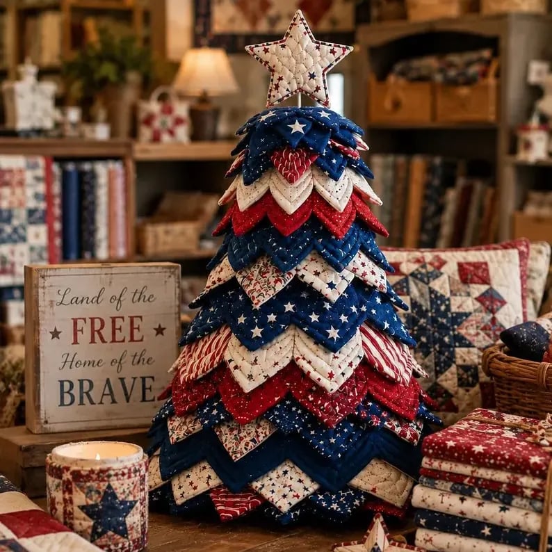 💥 LAST DAY 49% OFF - Americana Christmas Tree Quilt Kit (📦Buy 2 Free Shipping)