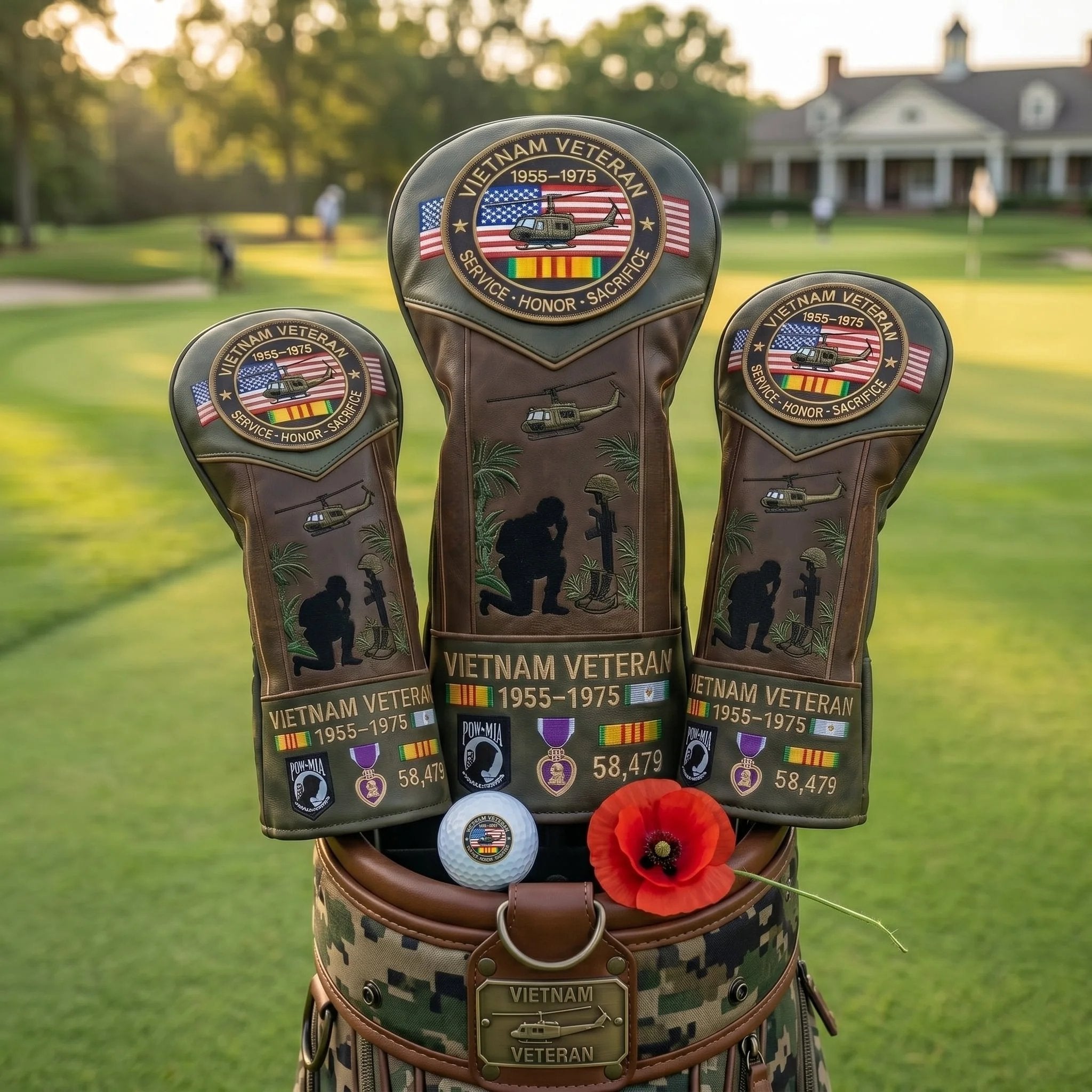 Vietnam veteran golf head cover side view
