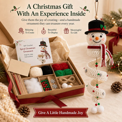 🔥 Limited Time Sale 49% OFF – ☃️ Crochet Snowman Spiral Ornament DIY Kit | Complete Beginner-Friendly Set with Soft Yarn, Crochet Hook, Festive Beads, Snowflakes & Step-by-Step Guide 🧶🎄✨