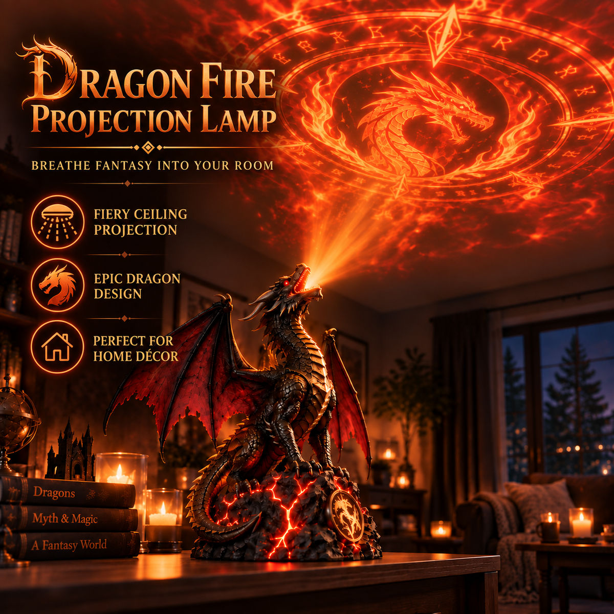 Dragon Fire Projection Lamp
