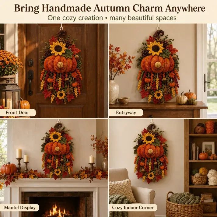 Seasonal crochet door hanger collection detail