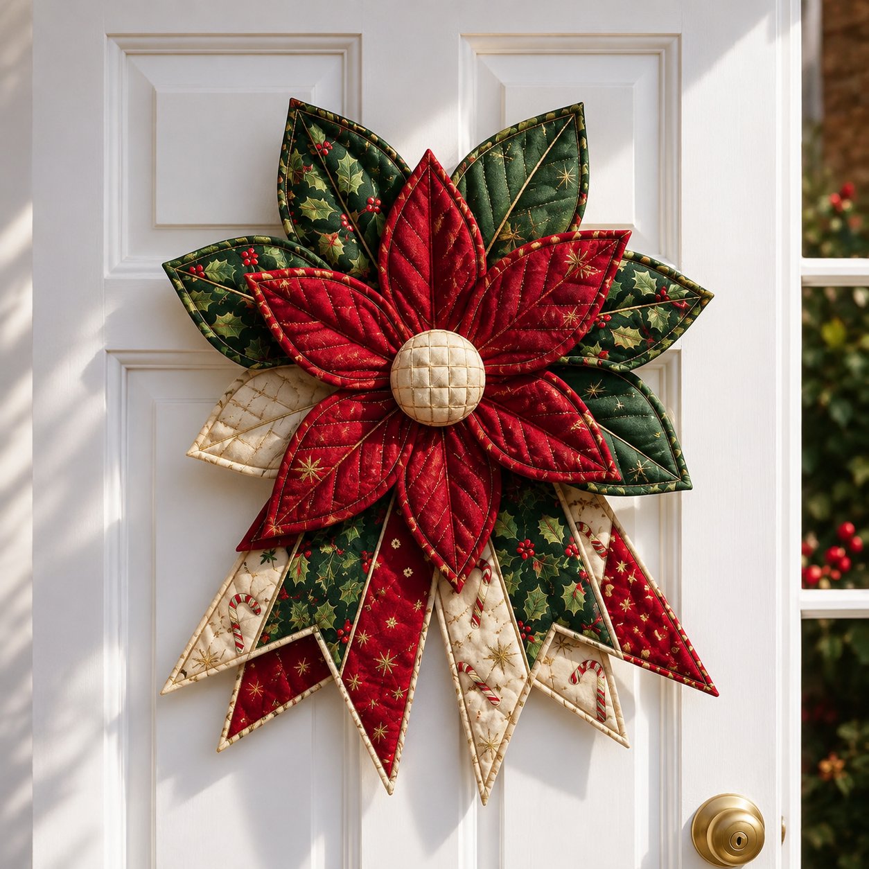 Poinsettia Holiday Splendor quilted bow