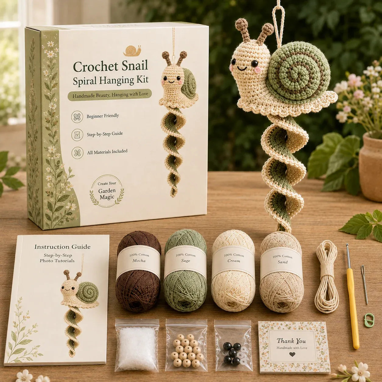 🔥LAST DAY 50% OFF - 🎁Crochet Spiral Hanging Kit – Beginner-Friendly DIY Garden Animal Decor 🧶🌿