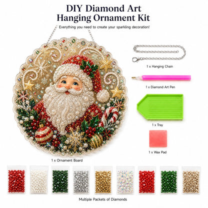 🎄 LAST DAY 49% OFF – ✨ Christmas Pearl Diamond Art Hanging Ornament Kit | Luxury Flocked Canvas with Scratch-Resistant Non-Fading Pearl Beads DIY Handmade Holiday Hanging Decor 🎅💎