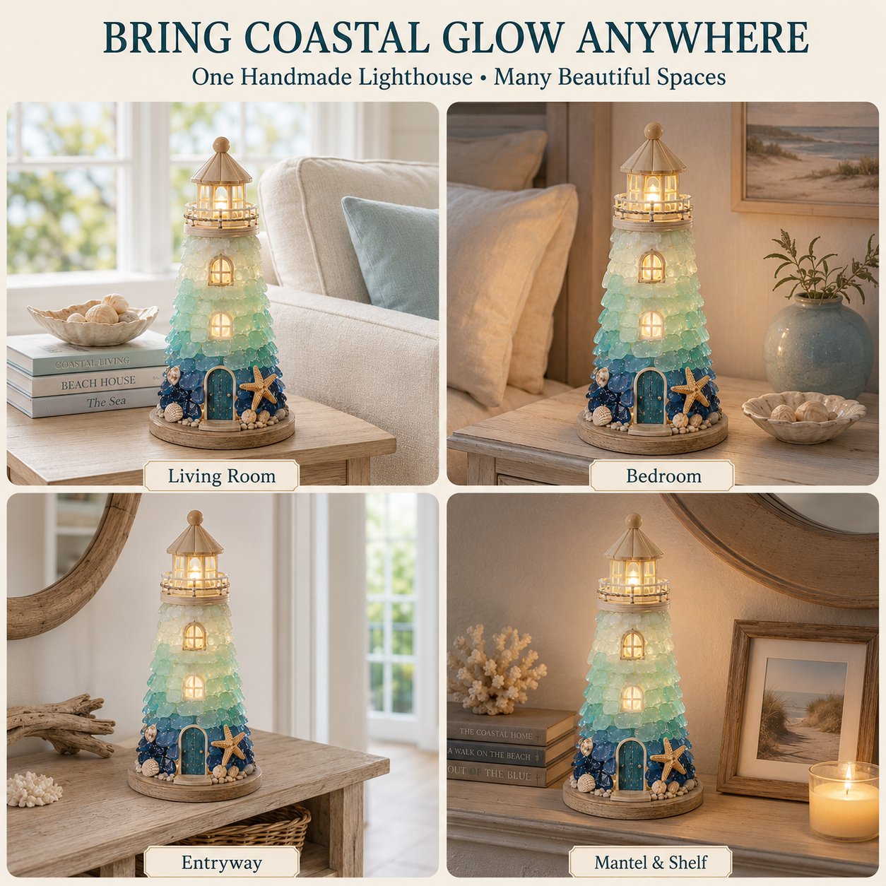 ⏳ Last Day 49% OFF – 🌊 Beginner-Friendly DIY Lighted Sea Glass-Style Lighthouse Kit Collection | Complete Kit with Sea Glass-Style Pieces, LED Lights & Step-by-Step Guide Included 💕