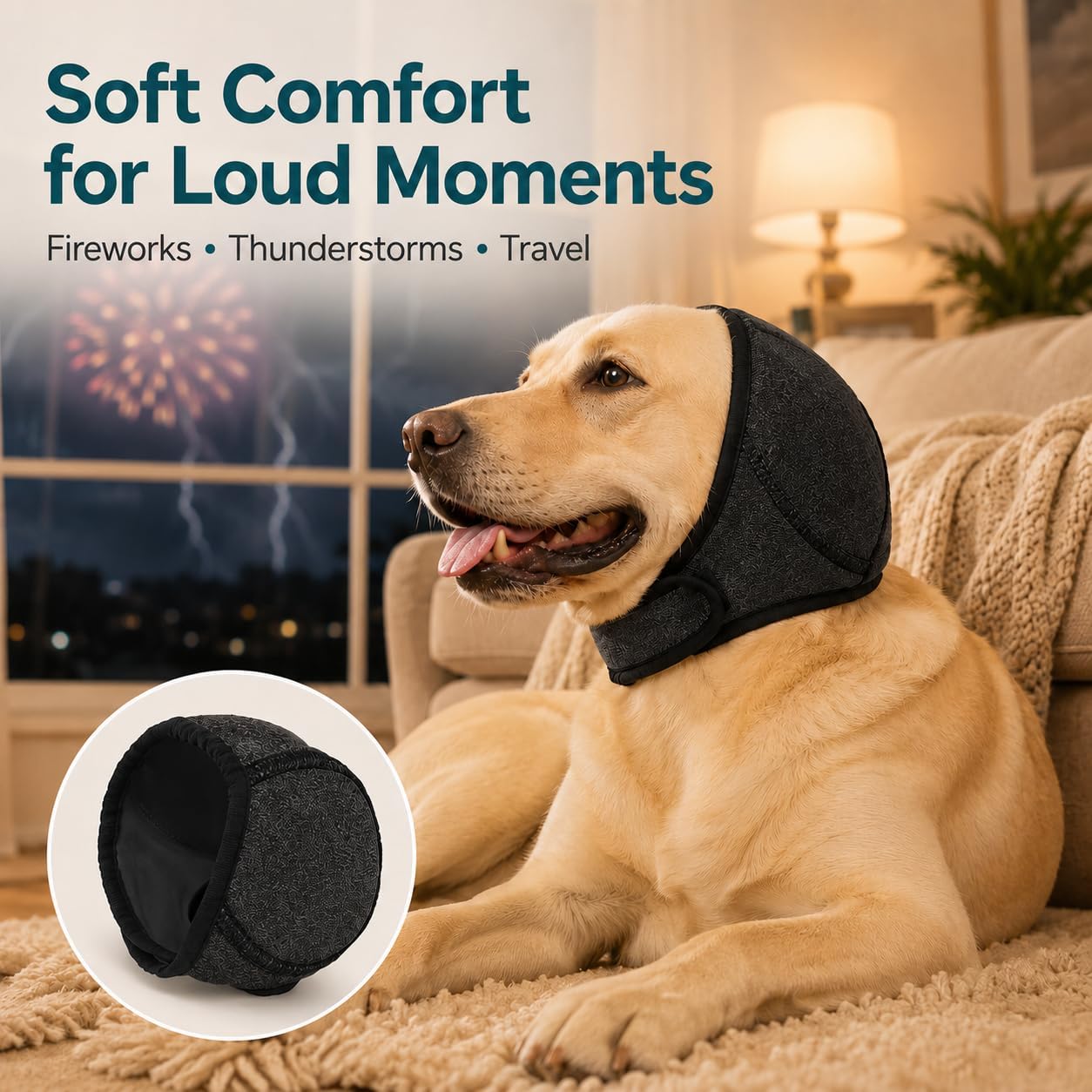 Dog Calming Ear Wraps 🐶 – Noise Cancelling & Waterproof Ear Cover for Anxiety Relief, Fireworks & Bath Protection 💧