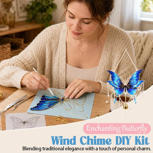 🔥LAST DAY 50% OFF - 🦋DIY Filigree Cloisonne Enamel Butterfly Wind Chime Craft Kit