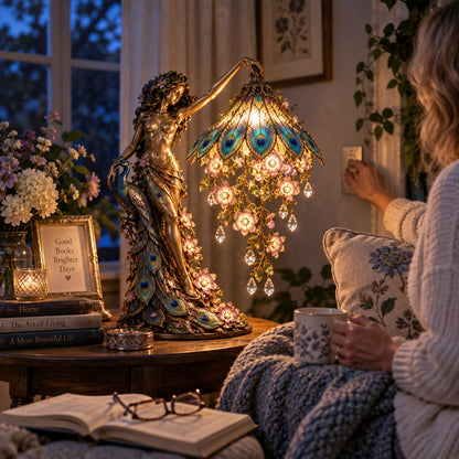 ✨🦚 Peacock Goddess Table Lamp