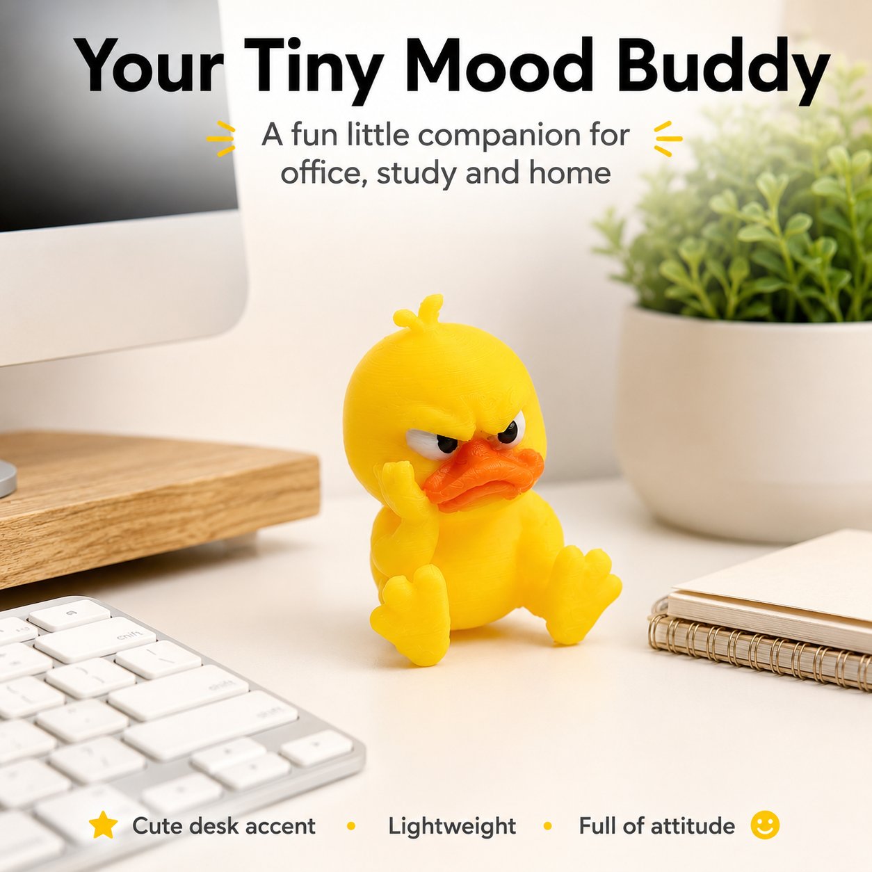 😠 Angry Duck Desk Figurine — Add a Tiny Attitude to Your Space! 🐥