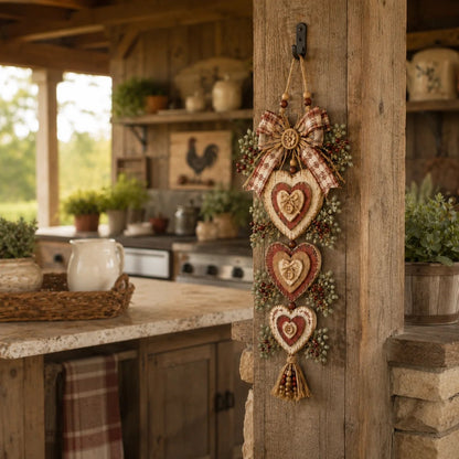 🍂🤎Vintage Farmhouse Layered Heart Wall Hanging
