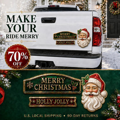 🔥 50K+ SOLD – 🎄 3-Piece Christmas Car Emblem Metal Badge Set | 3D Enamel Holiday Badges with Adhesive Backing for Trucks, SUVs & Festive Gifts 🎅✨