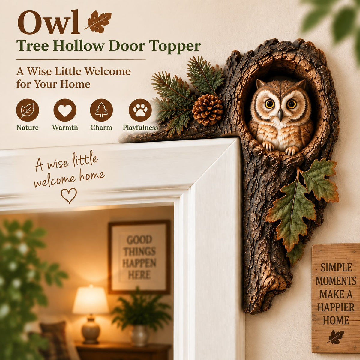 ⏰LAST DAY 50% OFF 🐿️ 3D Chipmunk Tree Hollow Door Topper | Woodland Animal Doorway Decor For Cozy Nature Homes