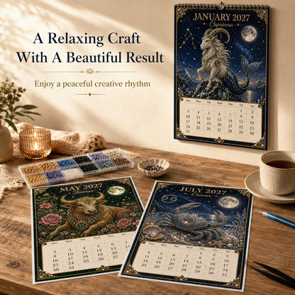 🌙 Beginner-Friendly 2027 Twelve Zodiac Bead Art Calendar Kit | Complete Kit with Zodiac Design Base, Decorative Beads & Step-by-Step Guide Included 💕