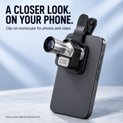 🏅🔭 10×20 Mini Monocular Phone Telescope – Pocket Long-Distance Viewer with Adjustable Smartphone Clip