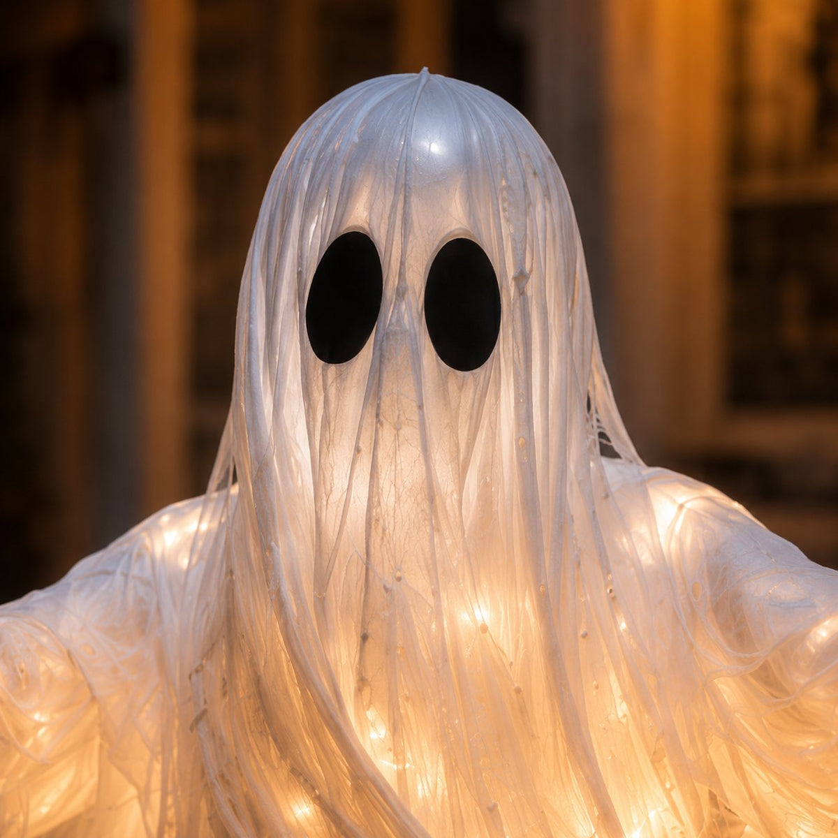 Glowing Halloween ghost face detail