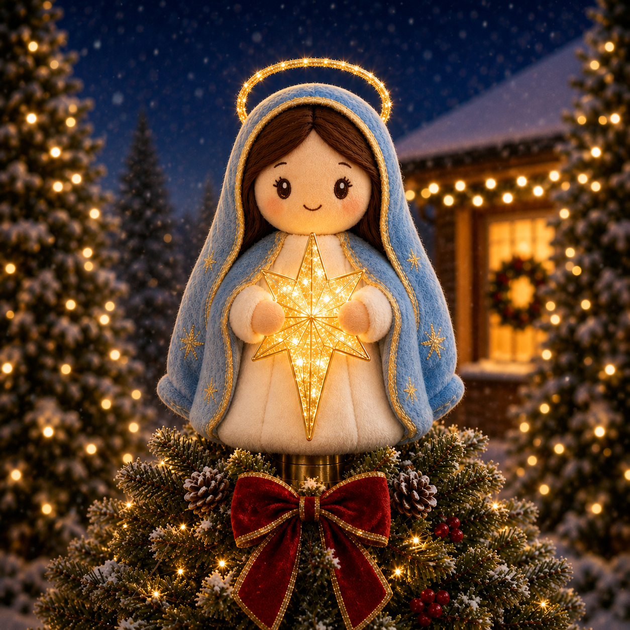 ✝️Cute Jesus Blessing Tree Topper – A Light of Faith for Your Christmas Tree