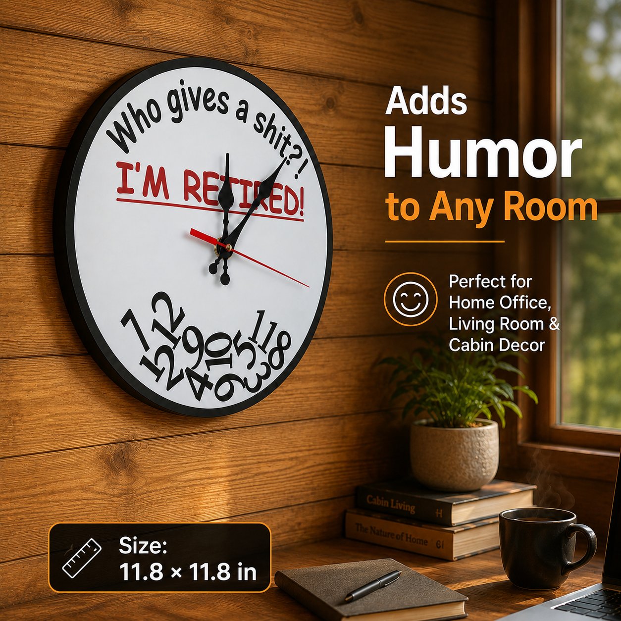 ⏰ "Who Cares What Time It Is? You’re Retired!" 🎉 Funny Retirement Wall Clock