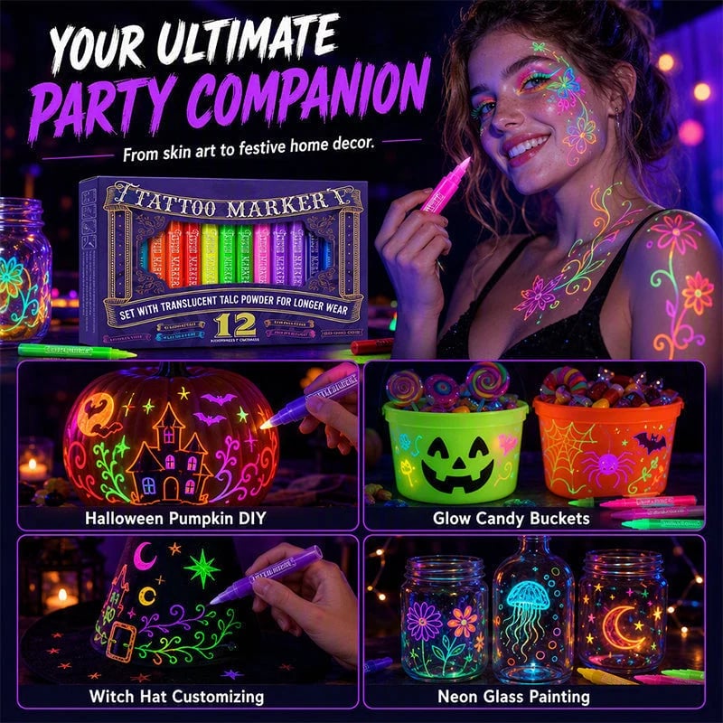 🔥HOT SALE - 49% OFF🎁✨Glow Party Tattoo Pens