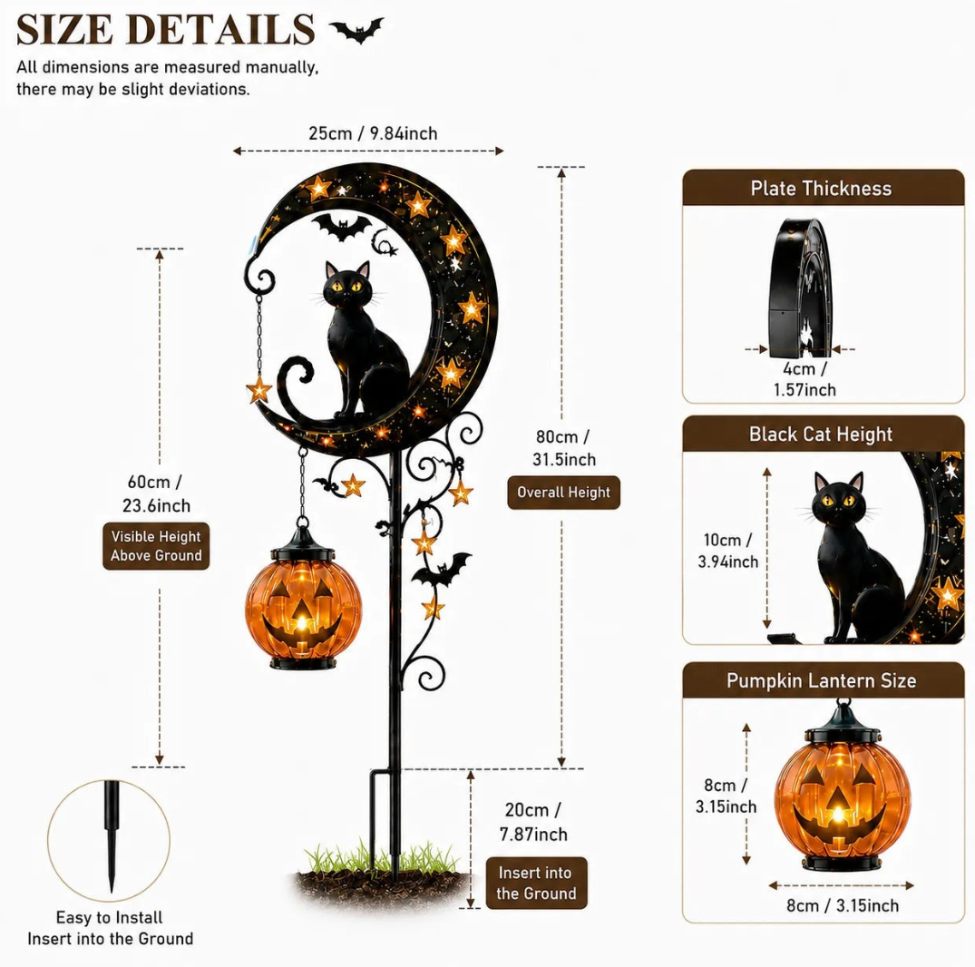 🌙 Solar-Powered Black Cat Garden Stake Light – Create a Magical Halloween Glow in Your Yard