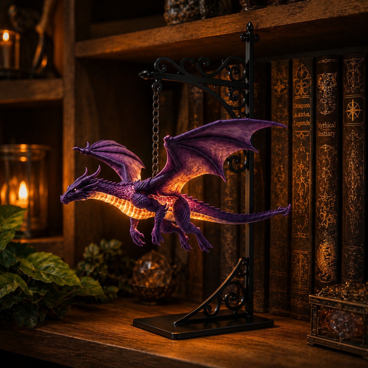 🔥Last Day 49% OFF -🏰Glowing Dragon Hanging Bookshelf Light