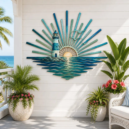 ⏳ Last Day 49% OFF – 🌊 Coastal Sunrise Metal Wall Art🐚