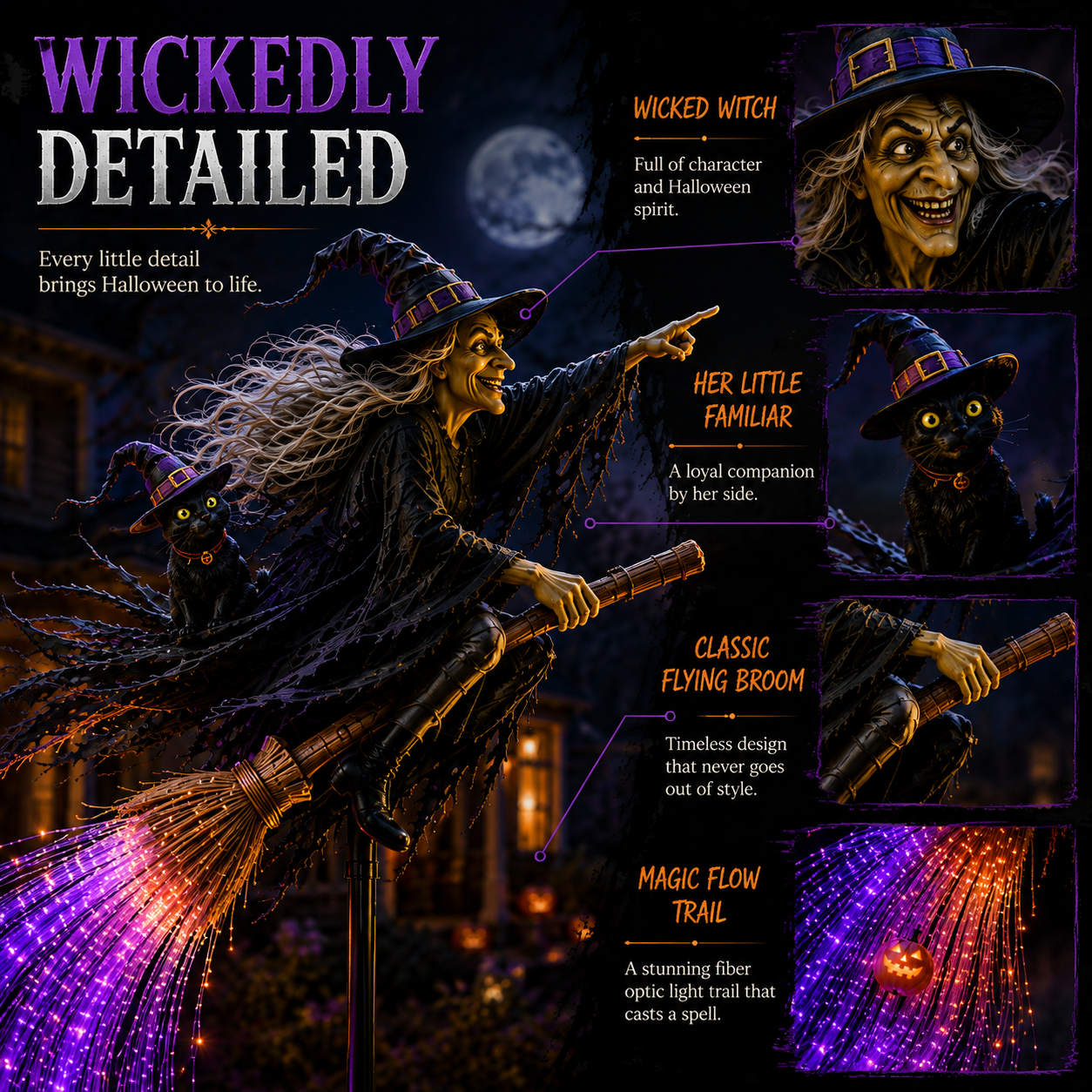Witch fiber optic Halloween yard decoration
