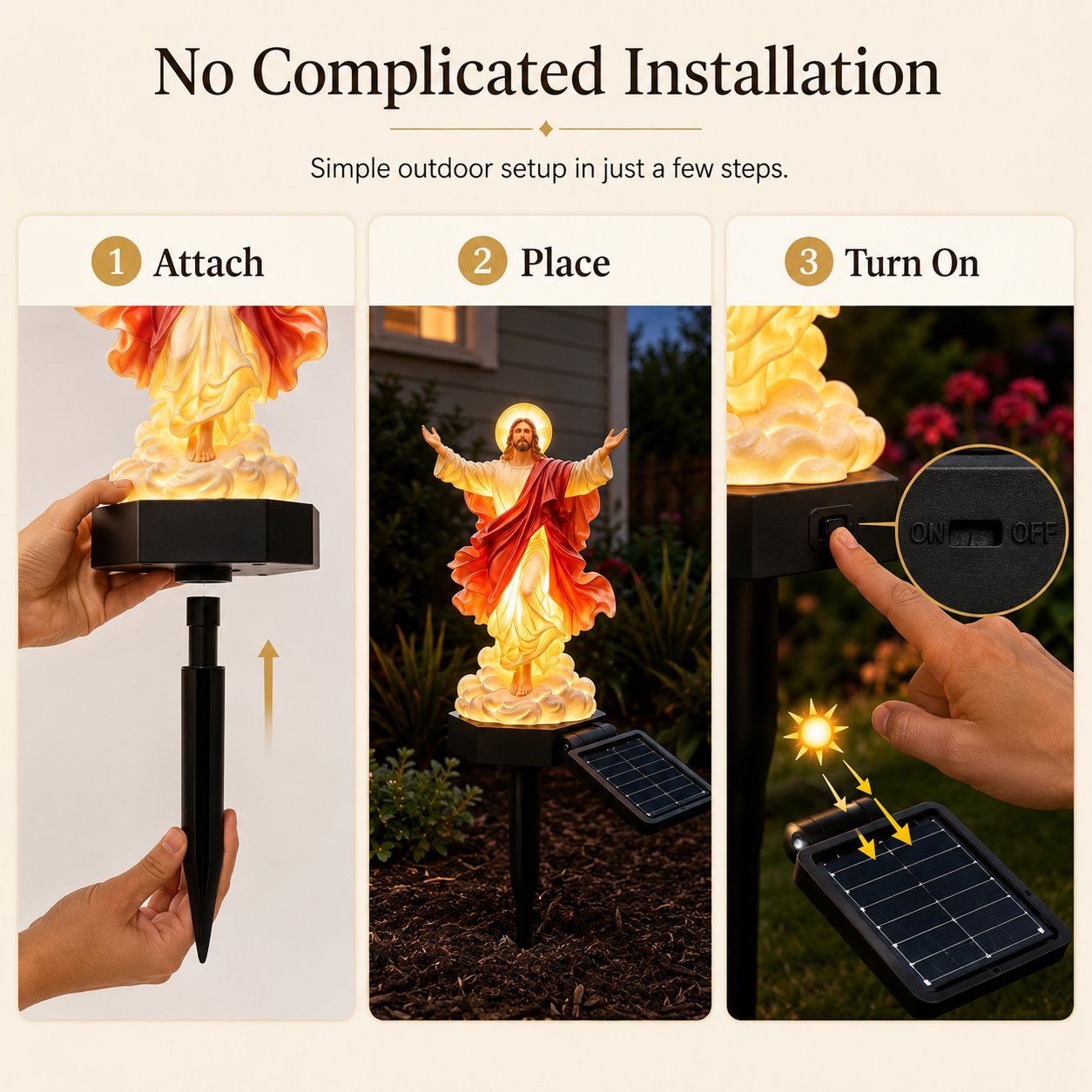 🔥 ✝️ Solar-Powered Illuminated Jesus Garden Statue | Automatic Halo Glow Outdoor Faith Decor for Gardens, Pathways & Prayer Spaces ✨