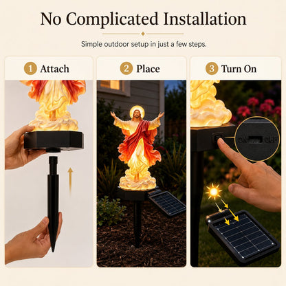🔥 ✝️ Solar-Powered Illuminated Jesus Garden Statue | Automatic Halo Glow Outdoor Faith Decor for Gardens, Pathways & Prayer Spaces ✨