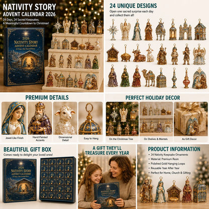 🔥Last Day 50% OFF✨ 2026 Nativity Story Christmas Advent Calendar | 24 Keepsake Ornaments Inspired by the Sacred Journey to Christmas 🎄🙏