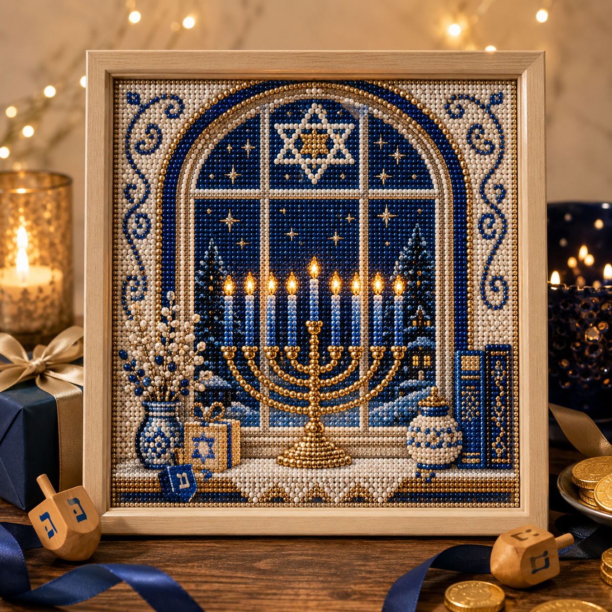 💙 50% OFF Festival of Lights Sale - DIY Hanukkah Pearl Art Kit ✨