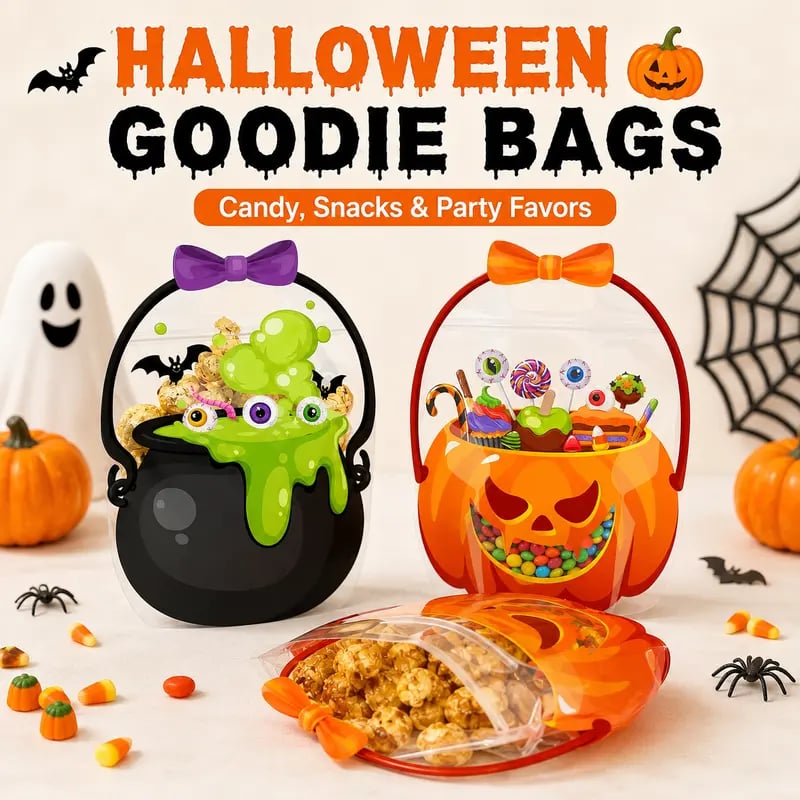 🎃 Halloween Goodie Bags – 10/30/50/100 Pcs Treat Bags 👻🧡