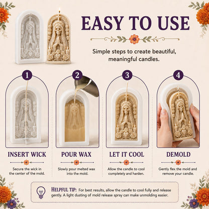 ⏳ Last Day 49% OFF – 💀 4-Piece Día de los Muertos 3D Relief Candle Mold Set | Detailed Skeleton, Floral & Arched Designs for Handmade Decorative Candles 🕯️✨