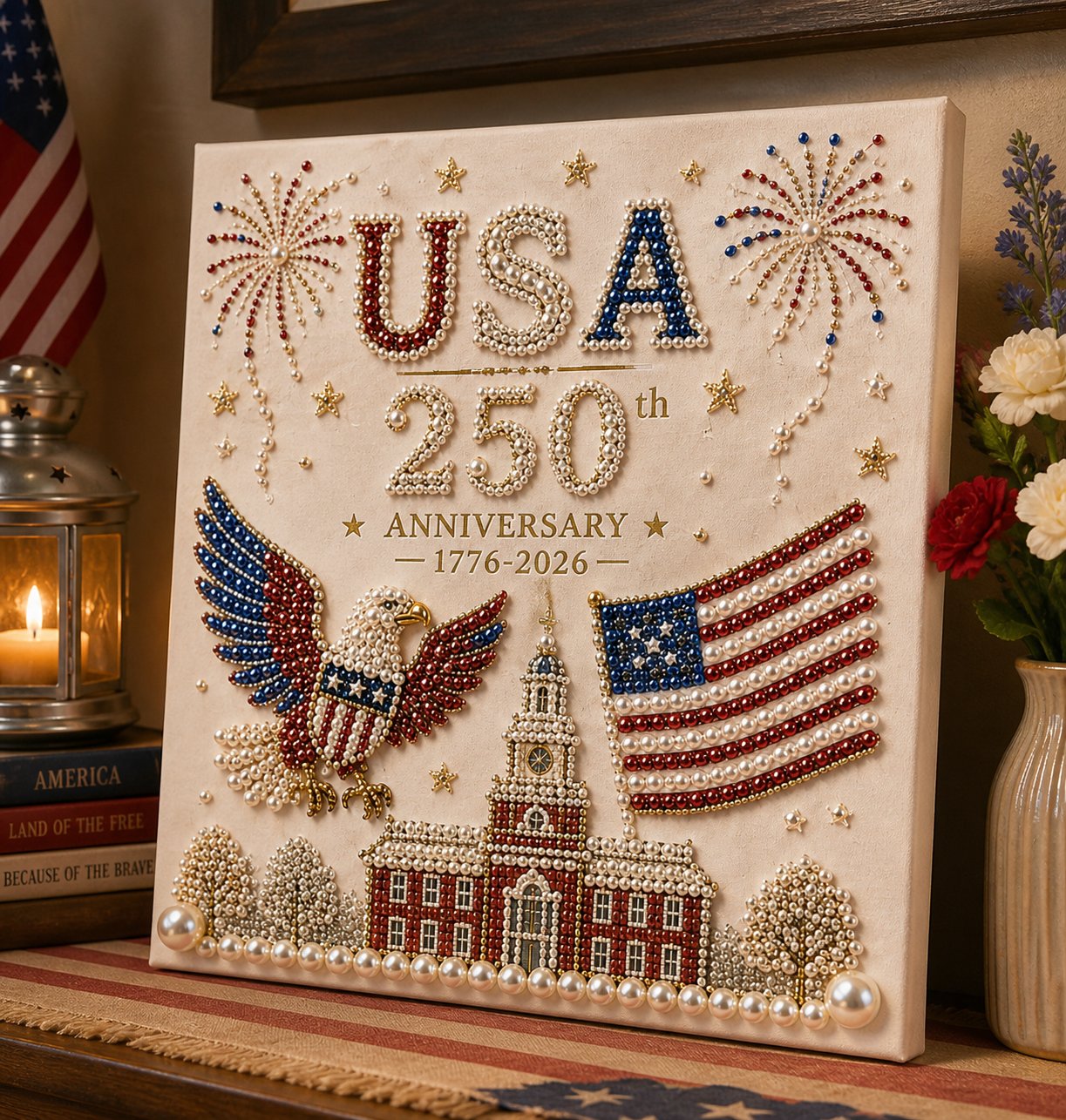 🔥LAST DAY 50% OFF🔥- 🇺🇸 USA 250th Anniversary DIY Pearl Painting Kit ✨❤️‍🔥