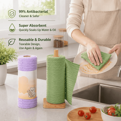 Tearable Plush Cleaning Cloth Roll for Kitchen & Household Cleaning