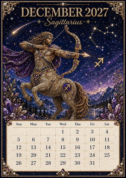 🌙 Beginner-Friendly 2027 Twelve Zodiac Bead Art Calendar Kit | Complete Kit with Zodiac Design Base, Decorative Beads & Step-by-Step Guide Included 💕