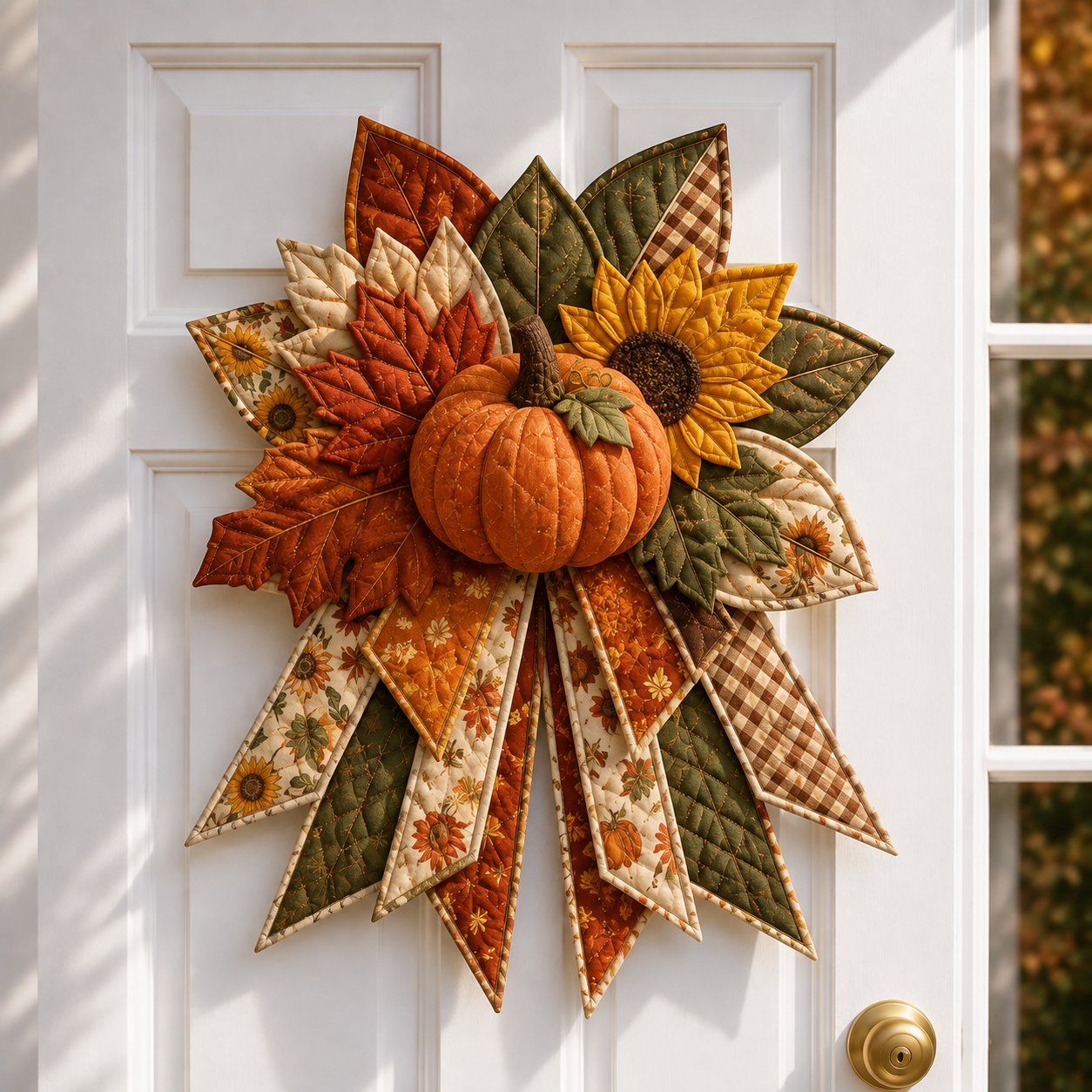Pumpkin Harvest Welcome quilted bow