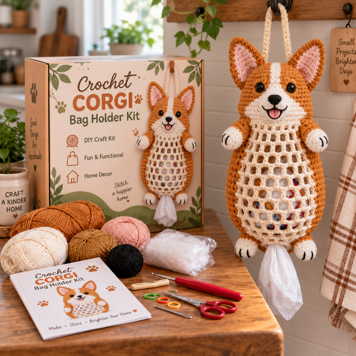 🐶🔥 Last Day 50% OFF – Crochet Dog Bag Holder DIY Kit 🧶 | 6 Adorable Breeds, Cute & Functional Home Decor 🎁