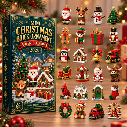 ⏳ Last Day 49% OFF – 🎄24-Day Mini Christmas Brick Ornament Advent Calendar | 24 Unique Buildable Holiday Designs with Hanging Loops for Trees, Garlands & Festive Displays 🧱